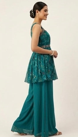 Top with a peplum and a dupatta