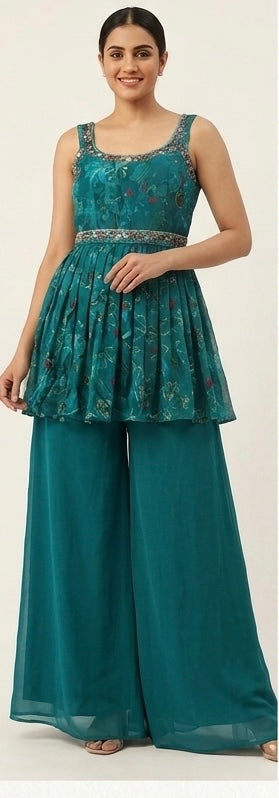 Top with a peplum and a dupatta